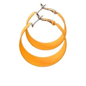 Promod Women’s Hoop Earrings Matte yellow gold ochre 1.5" from France